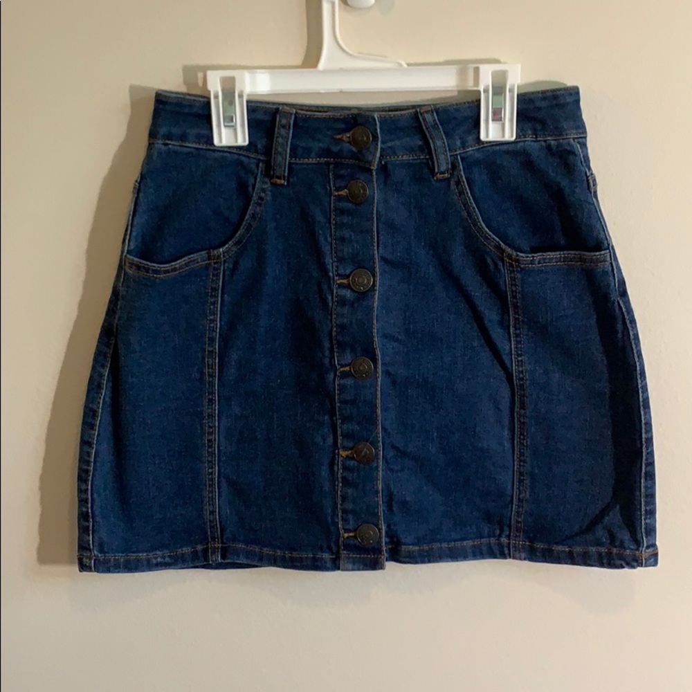 High waisted button up jean skirt